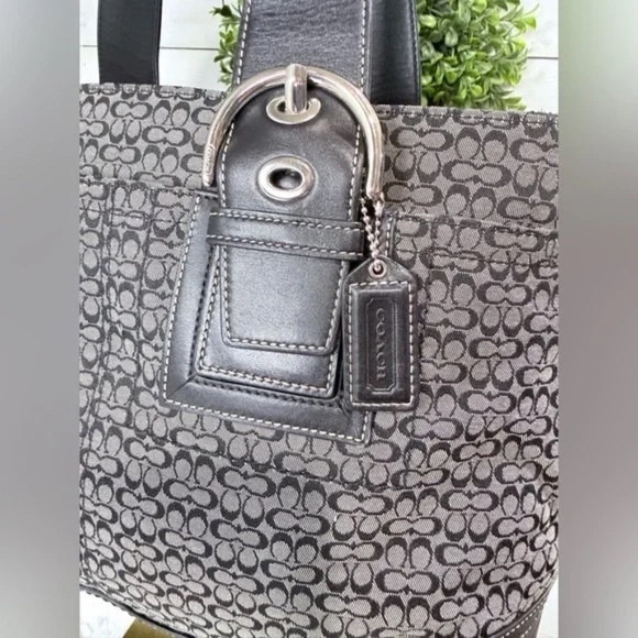 Coach SoHo Signature Micro C Black and Gray Satchel Tote - Picture 8 of 14